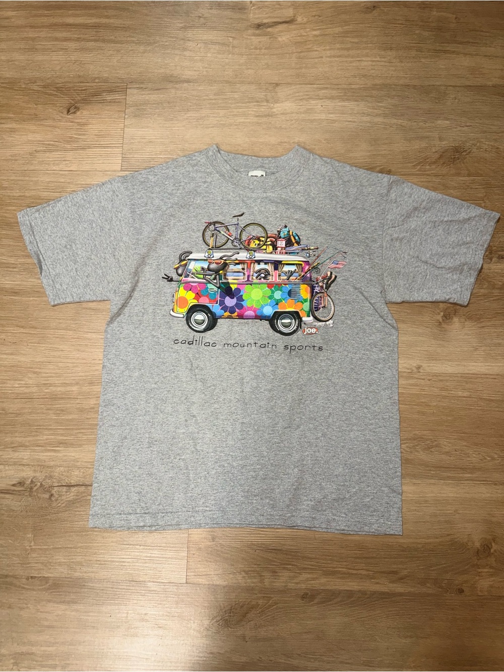 Anvil Heather Gray Tee with Colorful Camper Van Graphic